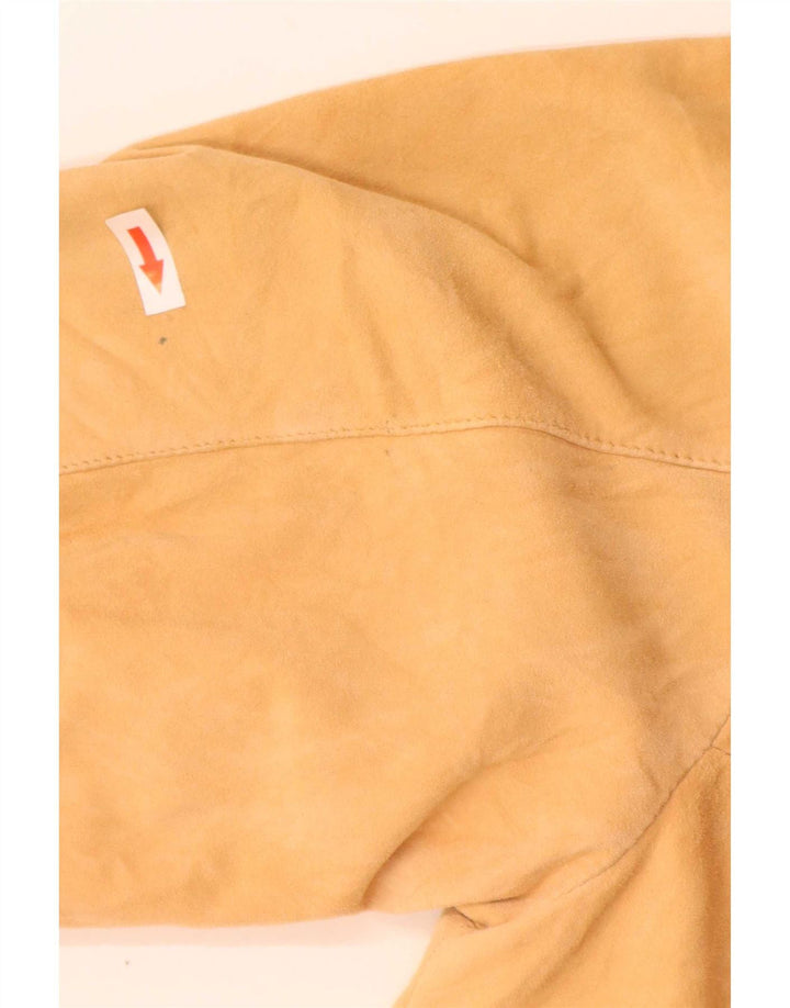 Vintage mujer 4 botones ante Blazer chaqueta EU 42 grande beige