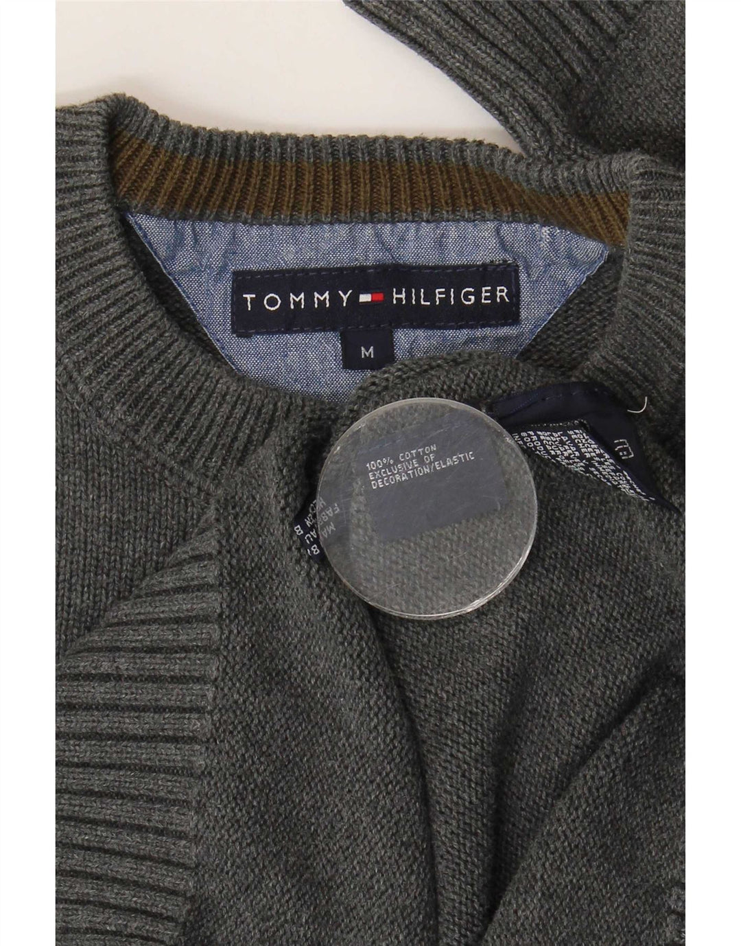 Tommy Hilfiger Jersey con cuello redondo para hombre de algodón gris medio
