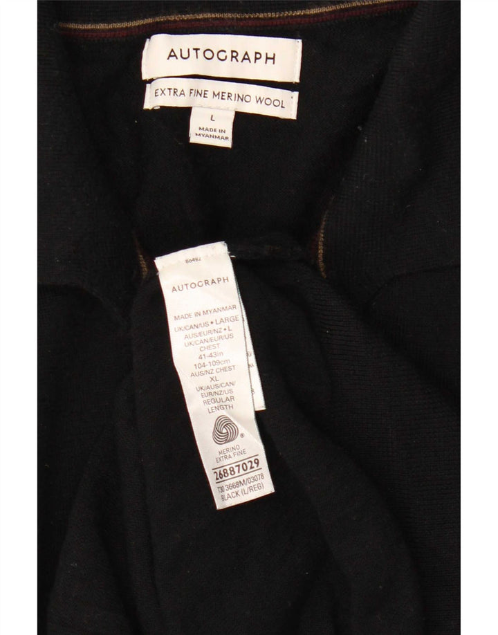 Marks & Spencer - Jersey con cuello tipo polo para hombre, talla grande, color negro
