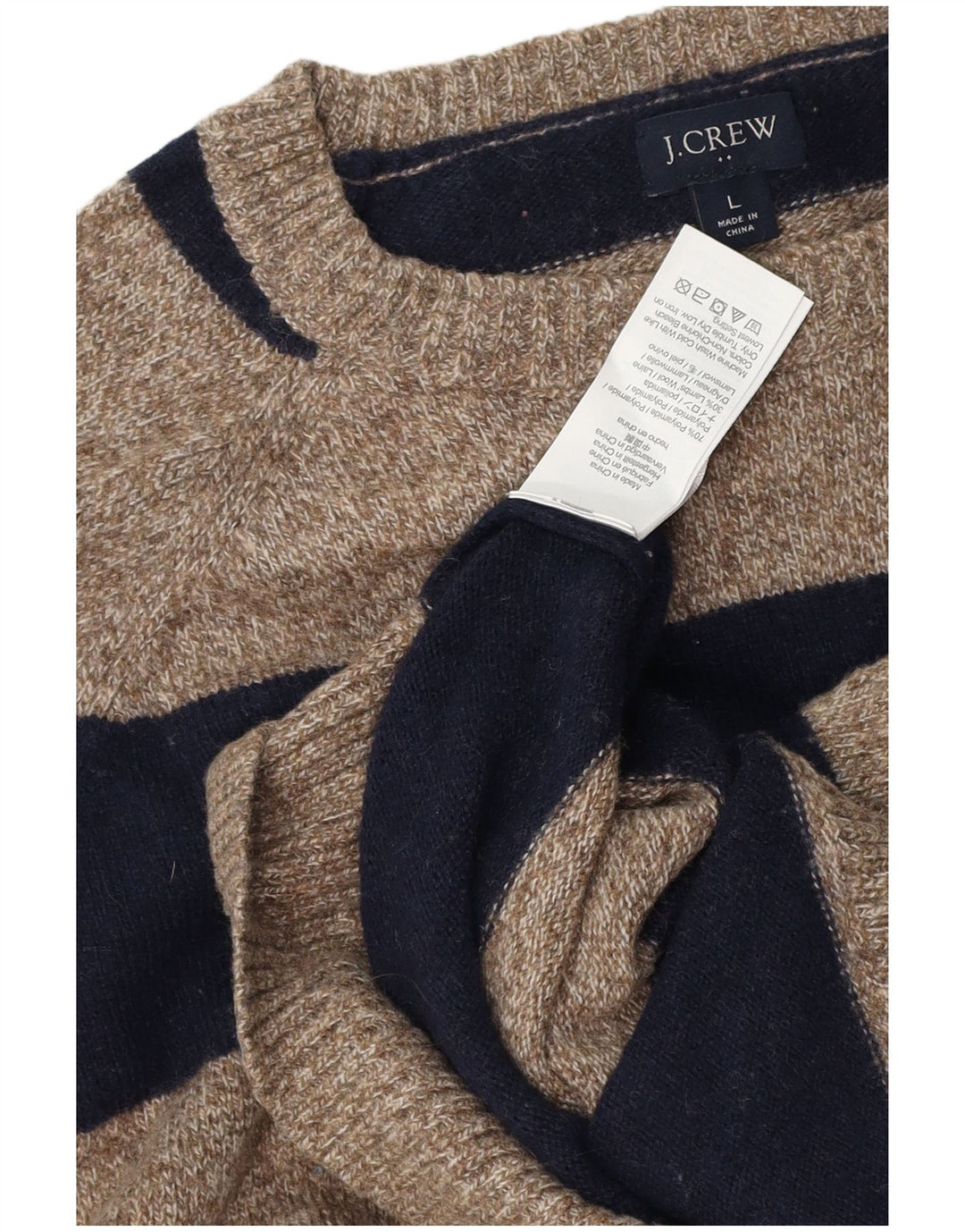 J. CREW Jersey de cuello redondo para hombre, talla grande, poliamida a rayas azul marino