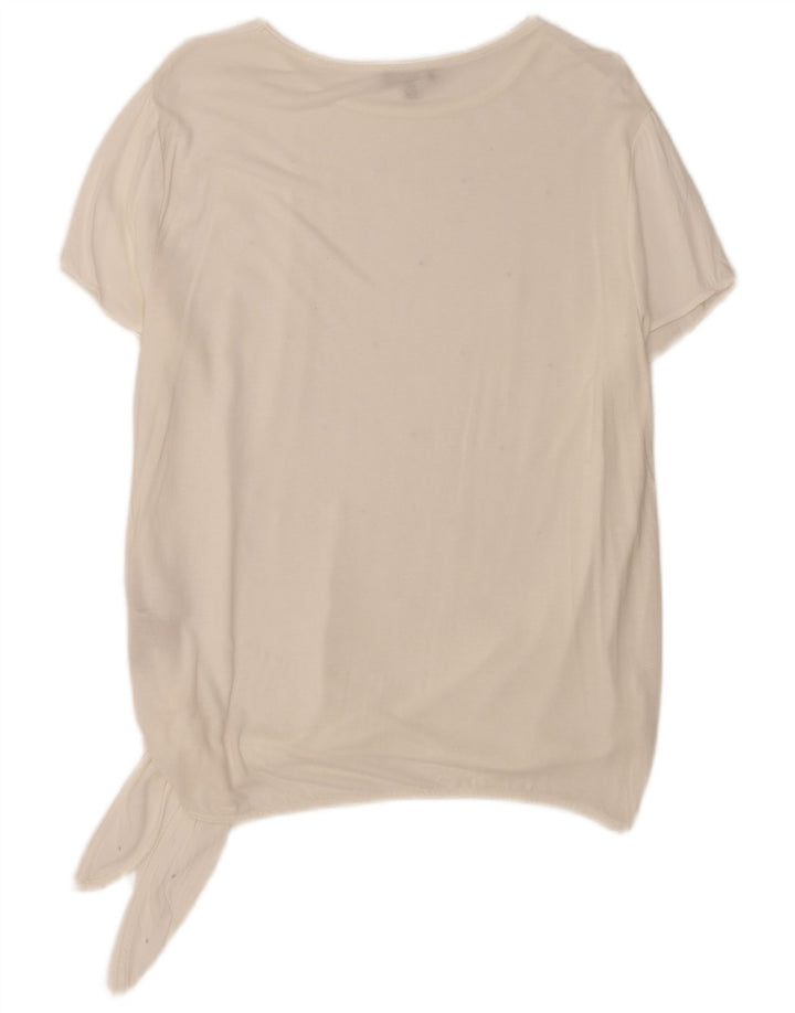 Massimo Dutti Blusa Mujer Top UK 40 XL Viscosa Blanco