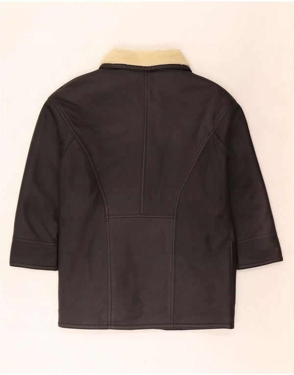 Vintage Womens Oversized Shearling Coat UK 16 Large Black