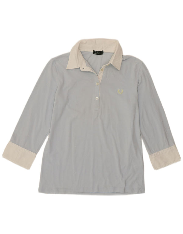 Fred Perry Polo de manga 3/4 para mujer UK 44 Grande Azul Colorblock Algodón