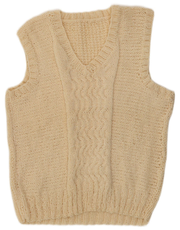 Vintage mujer chaleco camiseta sin mangas Reino Unido 18 XL blanco apagado