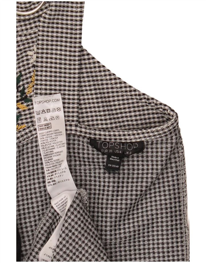 Topshop Vestido de verano para mujer EU 36 Small Black Gingham Viscosa