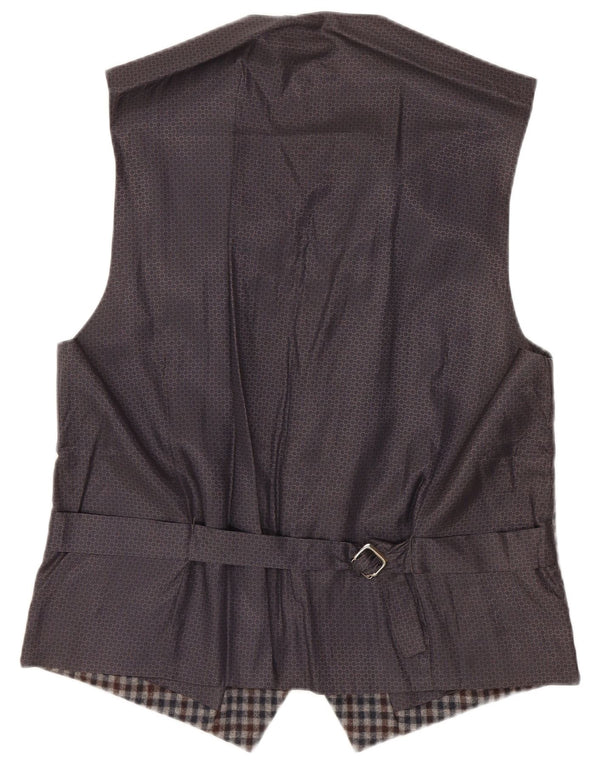 Chaleco vintage para hombre IT 48 Lana gris medio Gingham