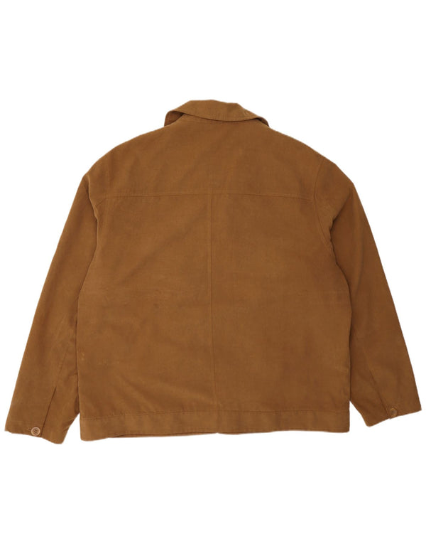 Vintage Mens Bomber Chaqueta Reino Unido 46 3XL Marrón Poliéster