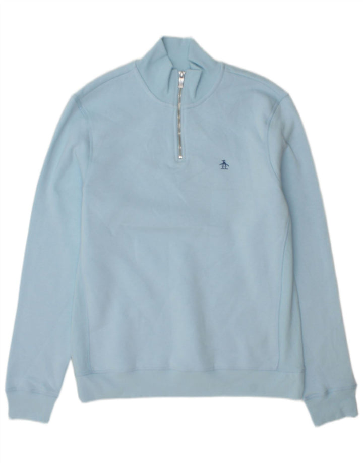 Penguin - Sudadera con cuello y cremallera para hombre, color azul medio, algodón