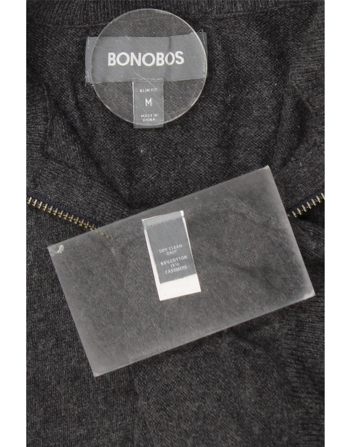 BONOBOS Jersey con cuello y cremallera para hombre de algodón gris medio