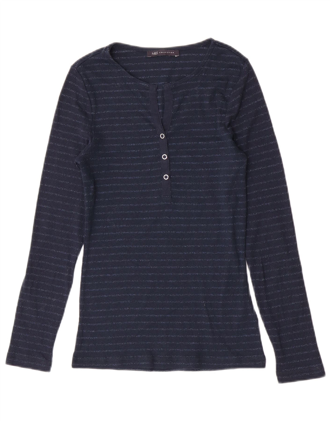 Marks & Spencer Top para mujer de manga larga UK 8 Small Azul marino a rayas