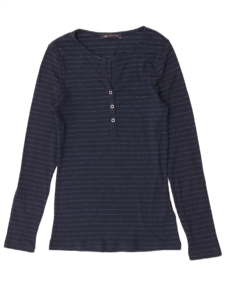 Marks & Spencer Top para mujer de manga larga UK 8 Small Azul marino a rayas