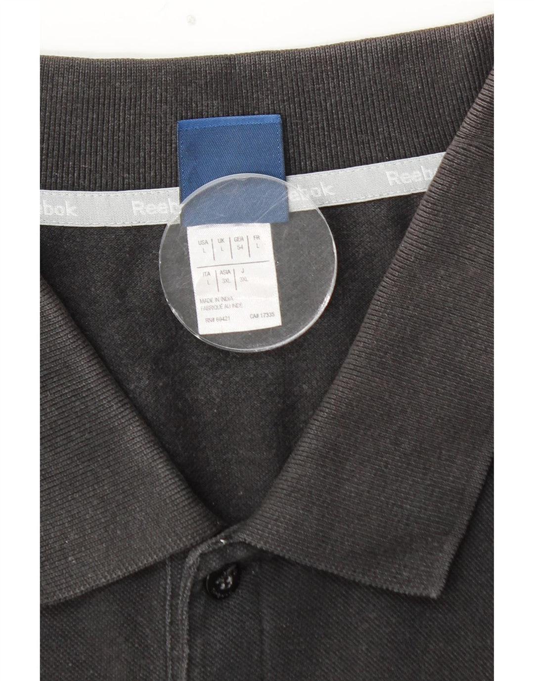 REEBOK Polo para hombre grande de algodón negro