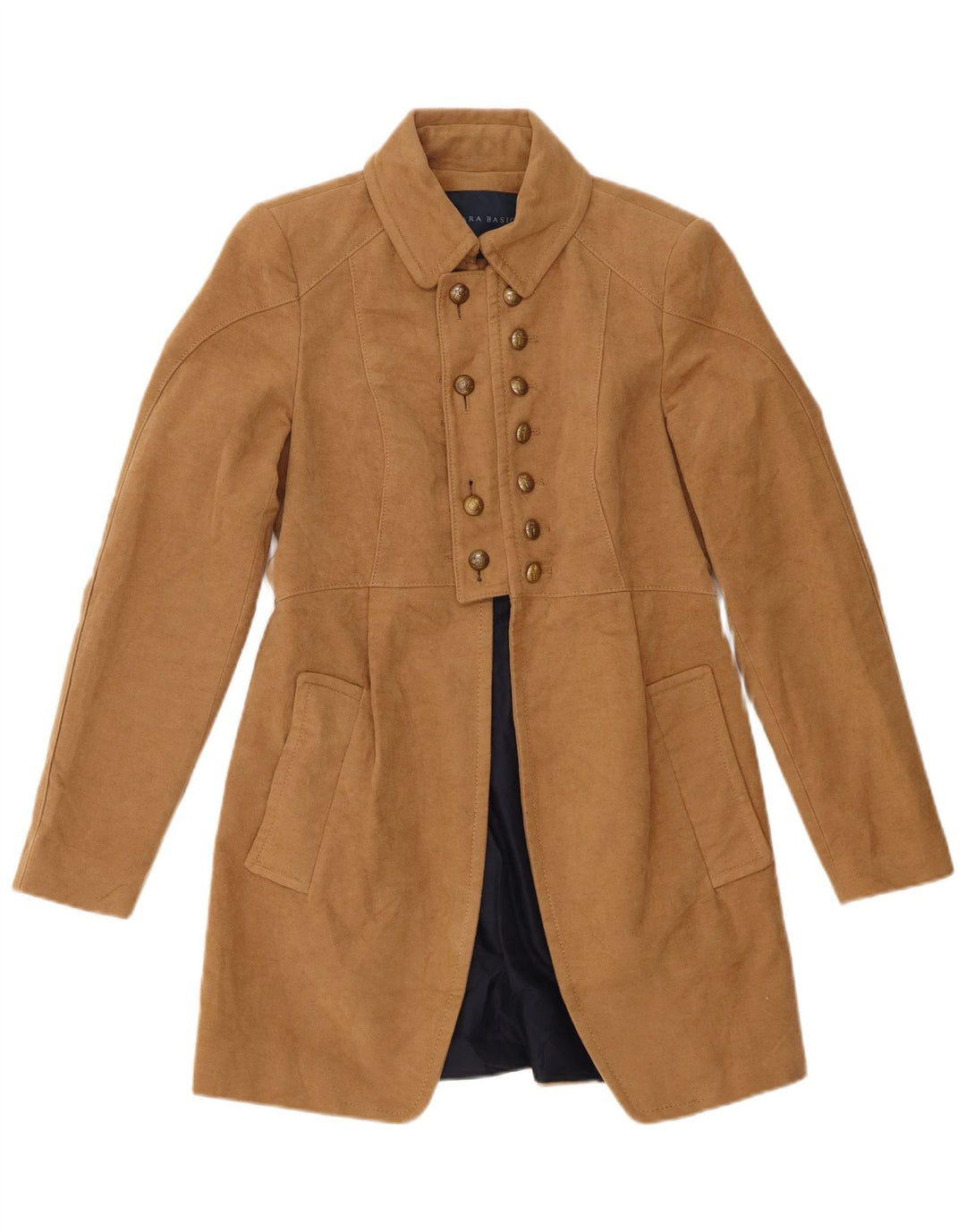 Zara Mujer Abrigo Cruzado UK 42 Algodón Beige Medio