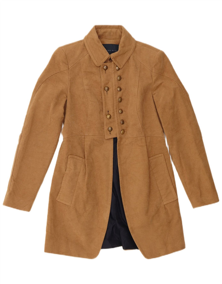 Zara Mujer Abrigo Cruzado UK 42 Algodón Beige Medio
