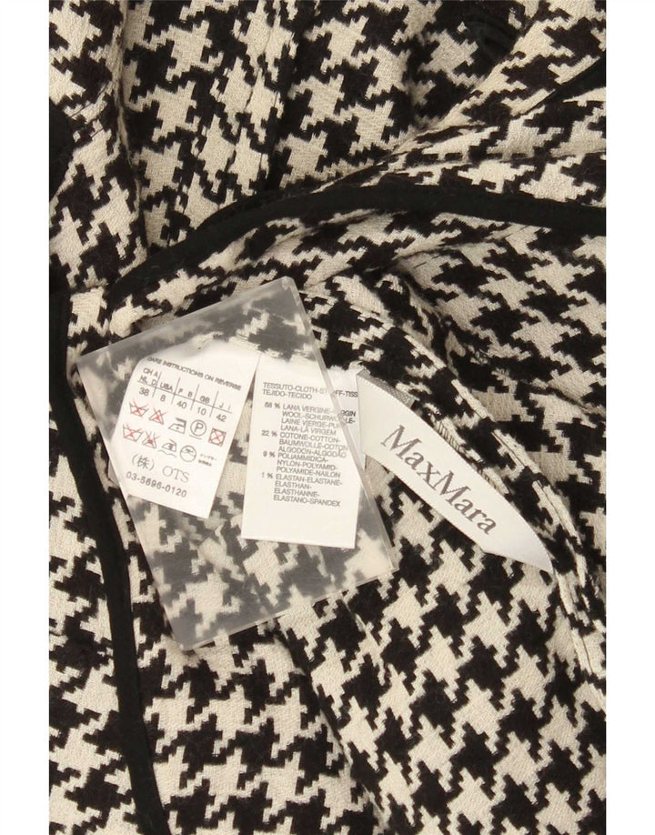 Max Mara Chaqueta Blazer para Mujer UK 10 Small Black Houndstooth Wool