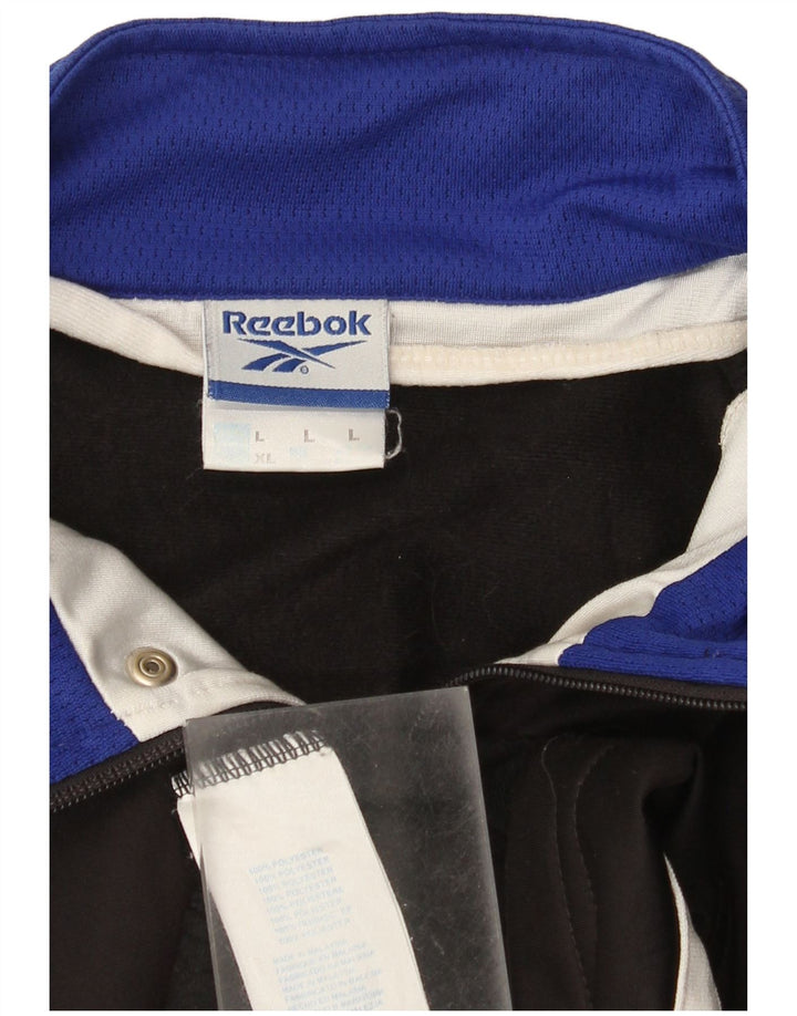 Reebok - Chaqueta de chándal con gráfico para hombre, talla grande, color negro, poliéster