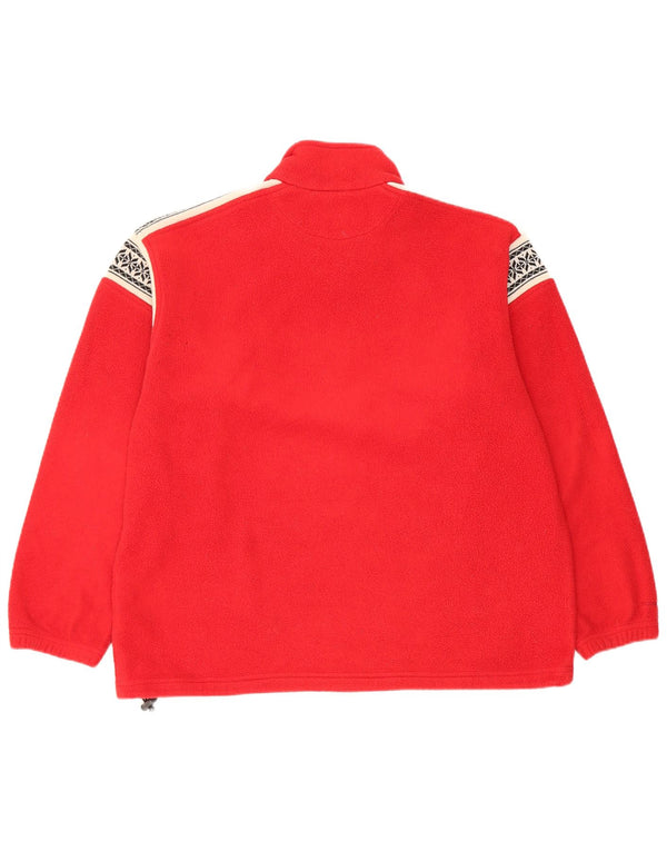 Lands End Jersey de forro polar con cuello y cremallera para mujer UK 10/12 Medium Red Fair Isle