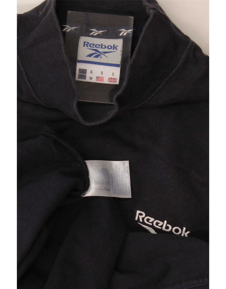 Reebok - Camiseta de manga larga para hombre, talla pequeña, algodón negro