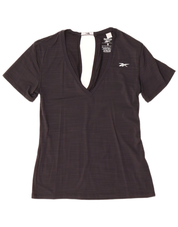 Reebok Camiseta para mujer Top UK 8/10 Small Black Flecked Nylon