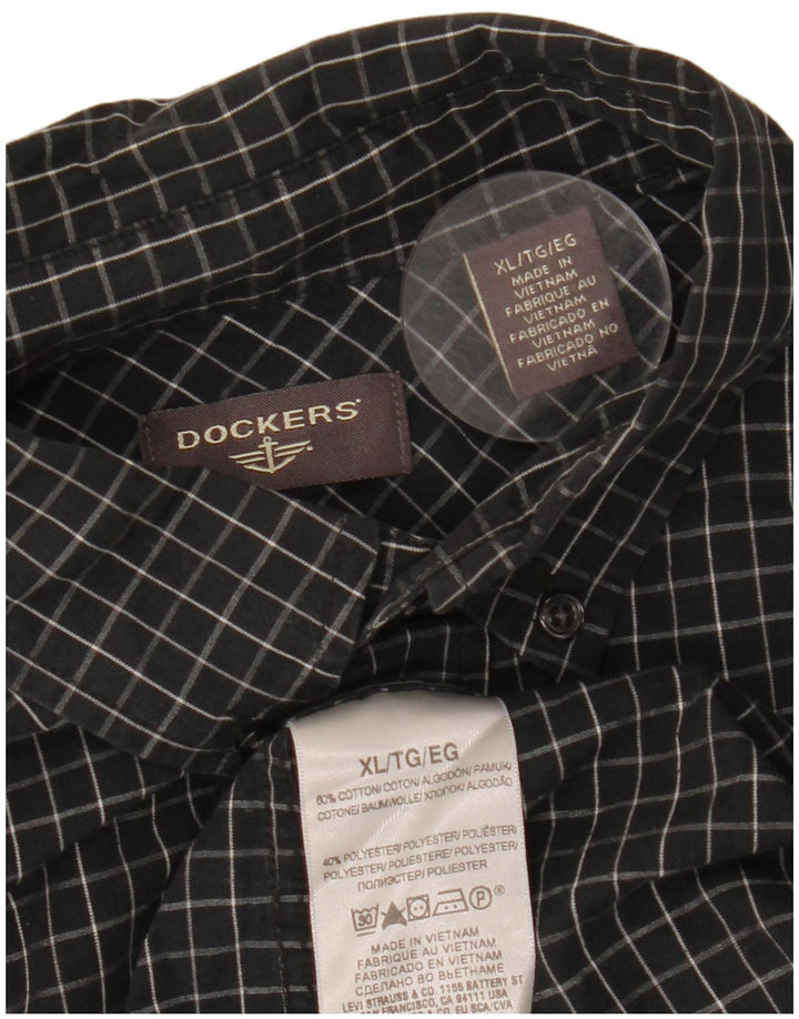 DOCKERS Camisa Hombre XL Algodón Cuadros Negro