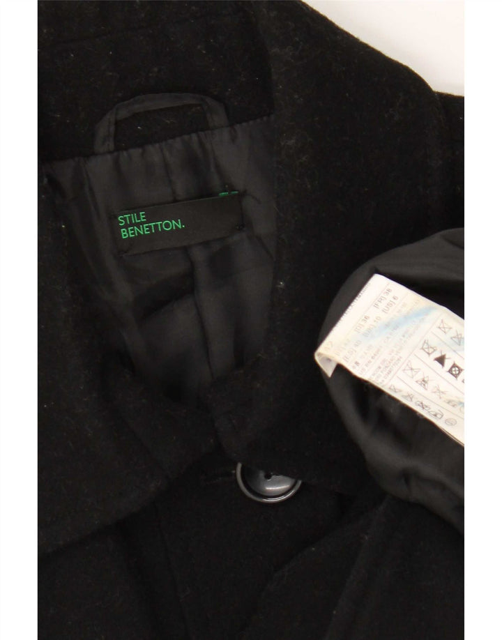 Abrigo Benetton Mujer ES 40 Pequeño Lana Negra
