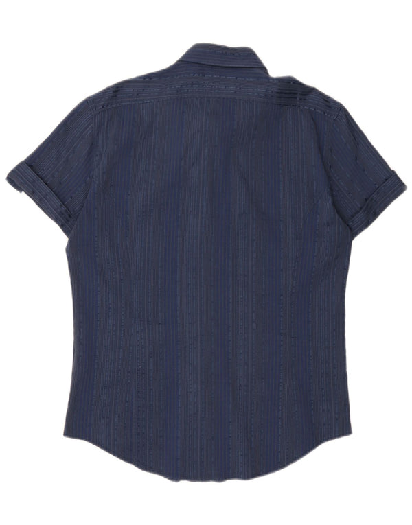Naracamicie Camisa de manga corta para mujer UK 40 XL Algodón a rayas azul marino