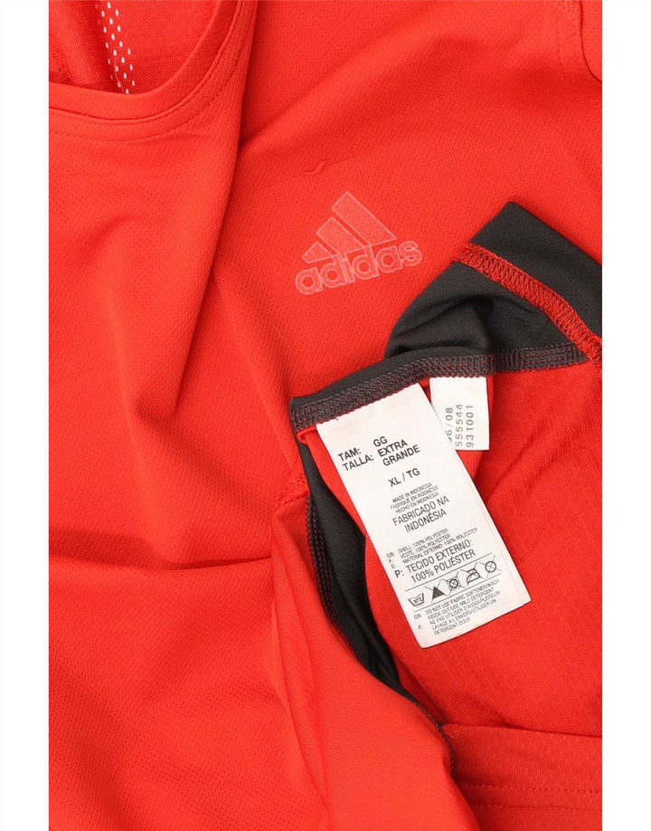 Adidas Hombre Chaleco Top XL Rojo Colorblock Poliéster