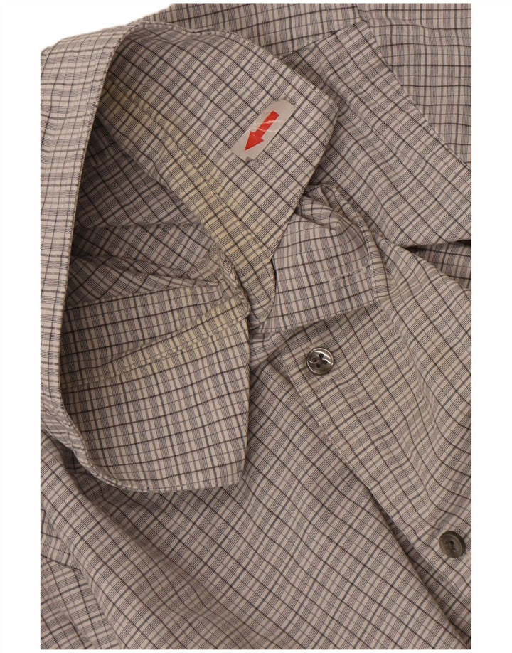 Calvin Klein Camisa Slim Fit para Hombre Talla 15 1/2 Cuadro Gris Medio