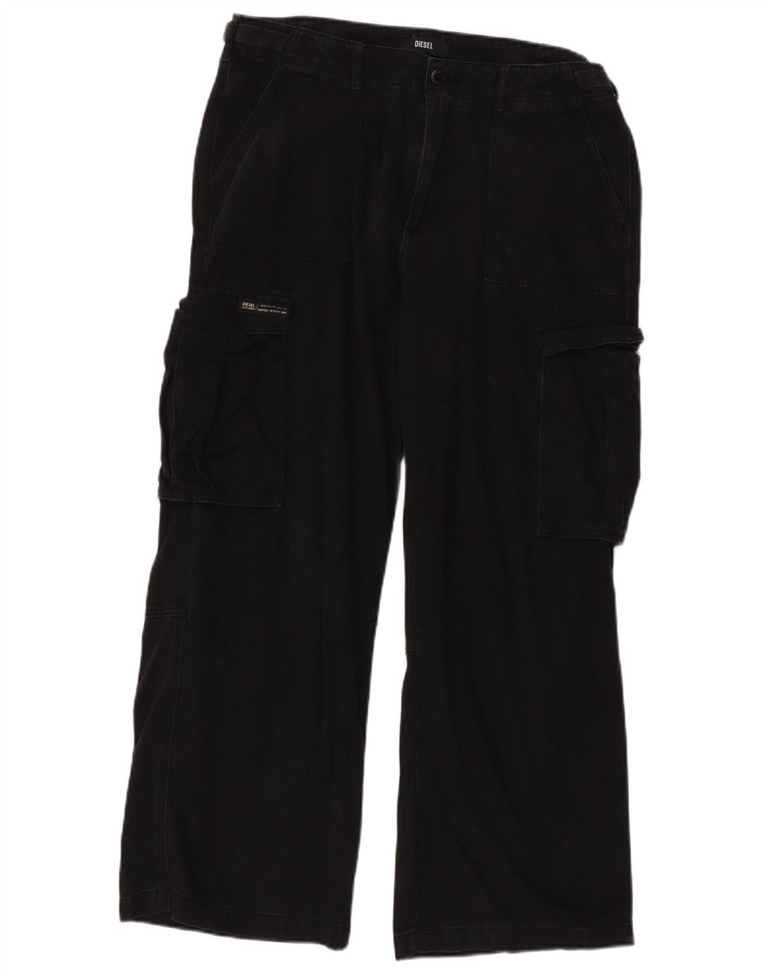 DIESEL Pantalones cargo rectos para mujer US 16 2XL W36 L30 Algodón negro