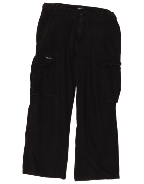DIESEL Womens Straight Cargo Trousers US 16 2XL W36 L30 Black Cotton