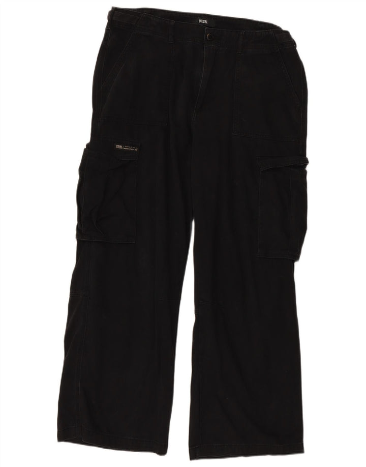 DIESEL Pantalones cargo rectos para mujer US 16 2XL W36 L30 Algodón negro