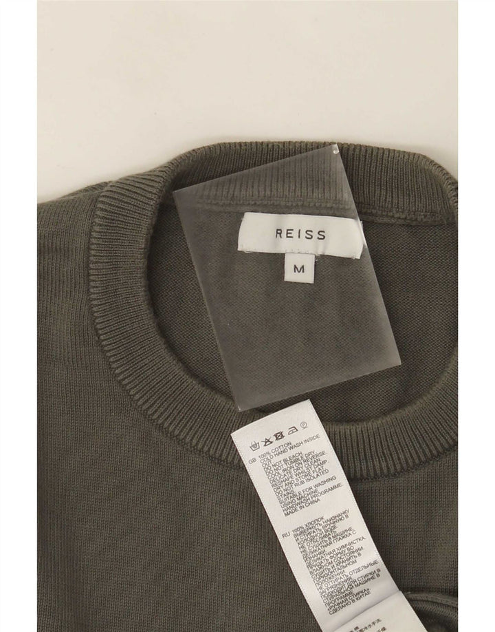 Jersey Reiss Hombre con cuello redondo y cuello redondo de algodón caqui medio