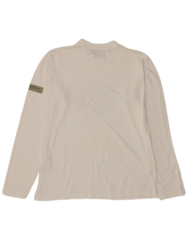 MURPHY & NYE Top gráfico para hombre de manga larga blanco mediano