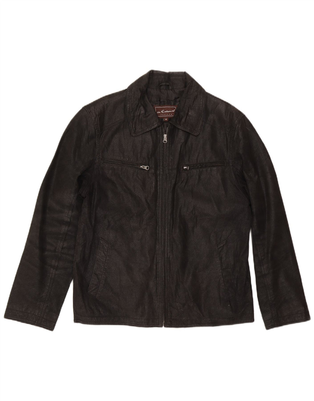 In Extenso Chaqueta de cuero para hombre UK 38 Medium Black