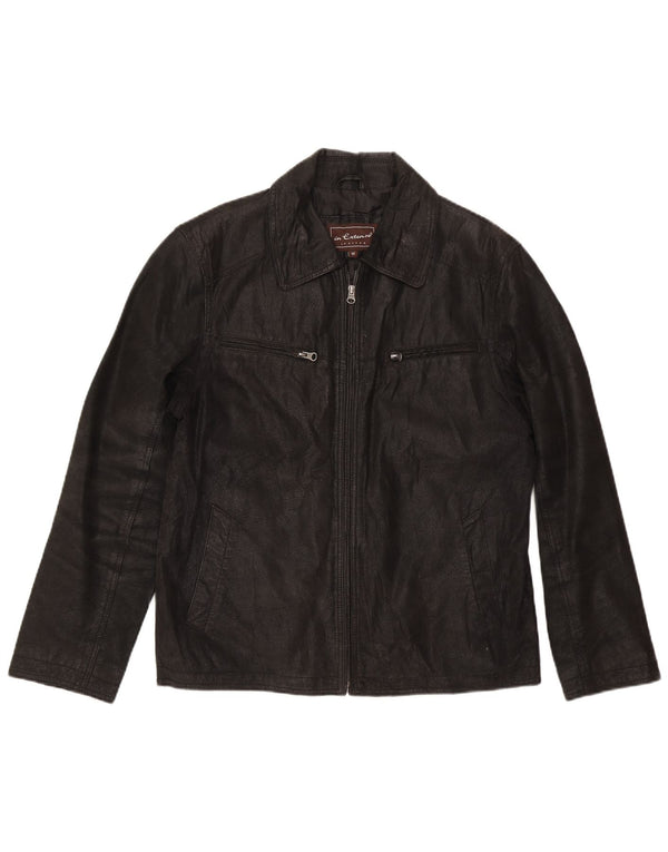 In Extenso Chaqueta de cuero para hombre UK 38 Medium Black