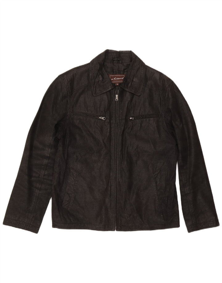 In Extenso Chaqueta de cuero para hombre UK 38 Medium Black