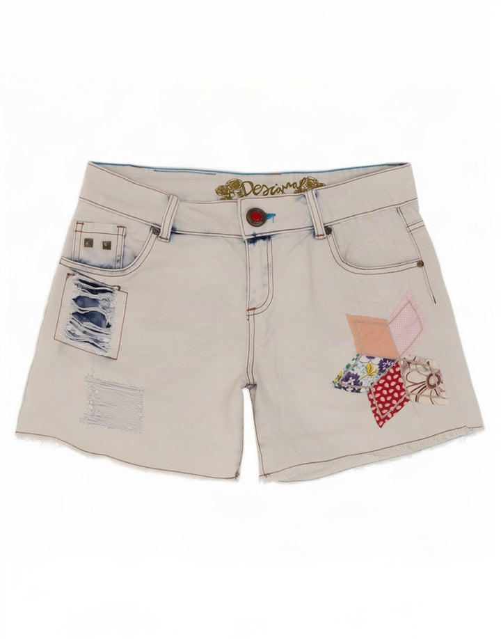Shorts Desigual Denim Desgastados W28 Algodón Patchwork Azul Medio |