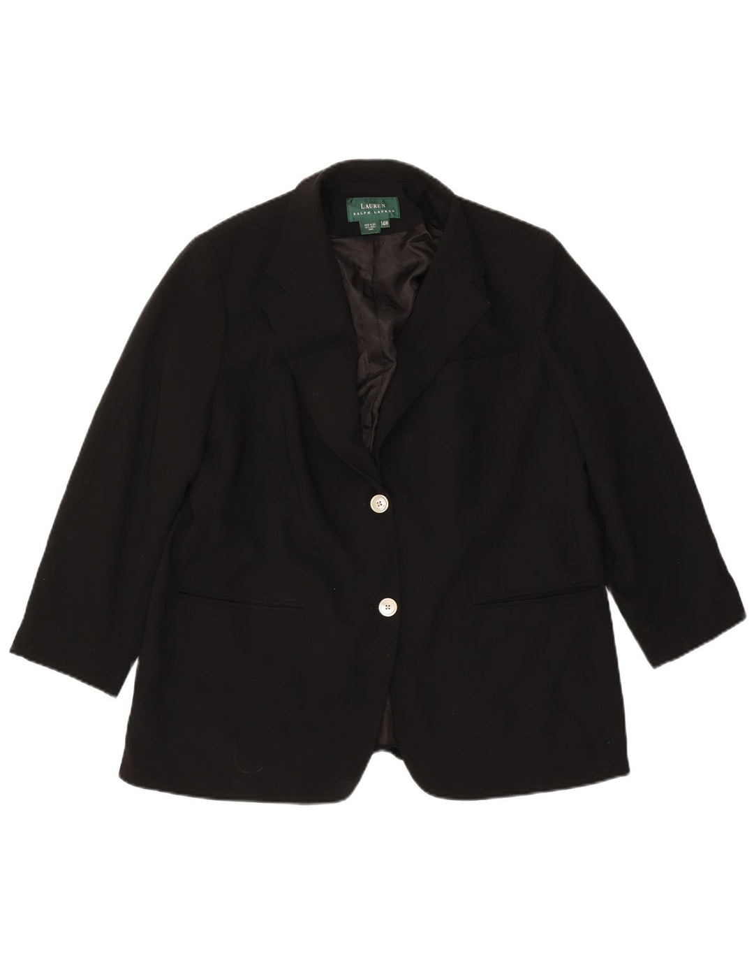 Ralph Lauren Chaqueta Blazer de 2 Botones para Mujer US 14 XL Lana Negra
