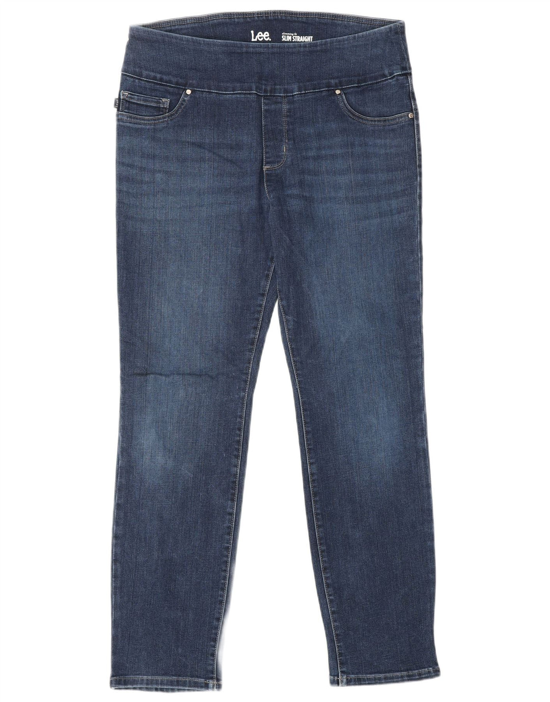 LEE Jeans rectos de tiro alto para mujer, ajuste adelgazante, talla 12, grande, W30 L27, azul