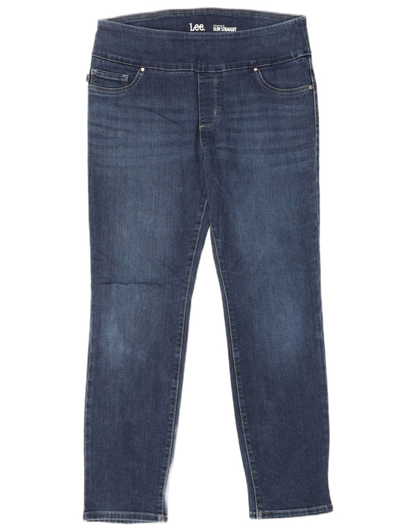 LEE Jeans rectos de tiro alto para mujer, ajuste adelgazante, talla 12, grande, W30 L27, azul