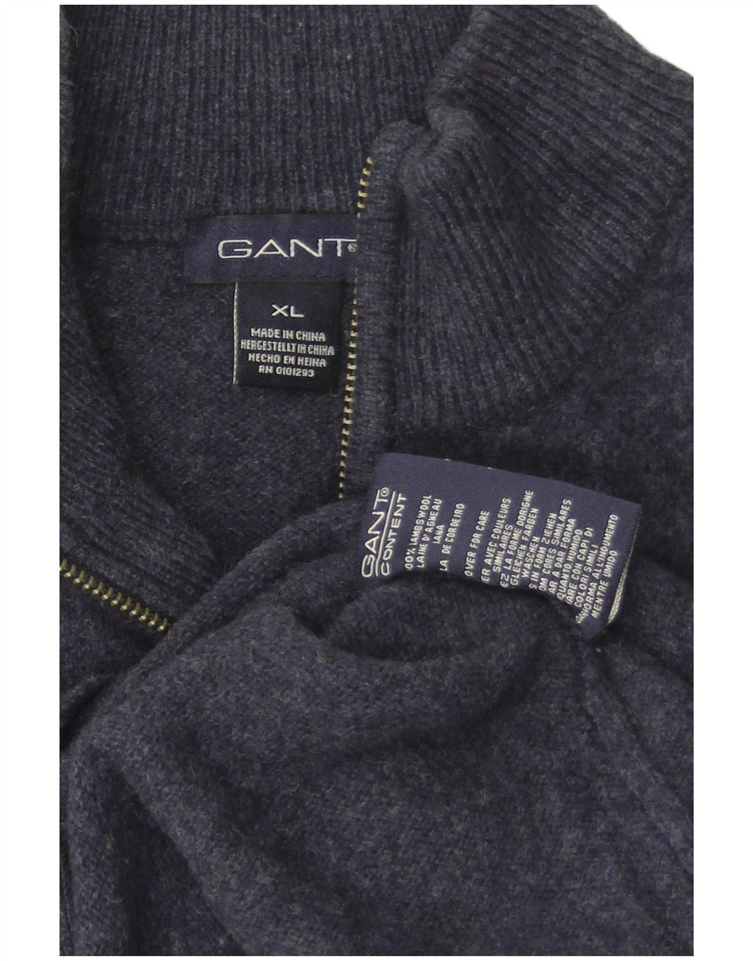Gant Suéter tipo cárdigan para hombre XL Lana de cordero azul marino