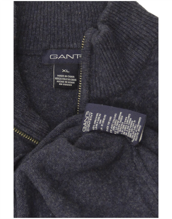 Gant Suéter tipo cárdigan para hombre XL Lana de cordero azul marino