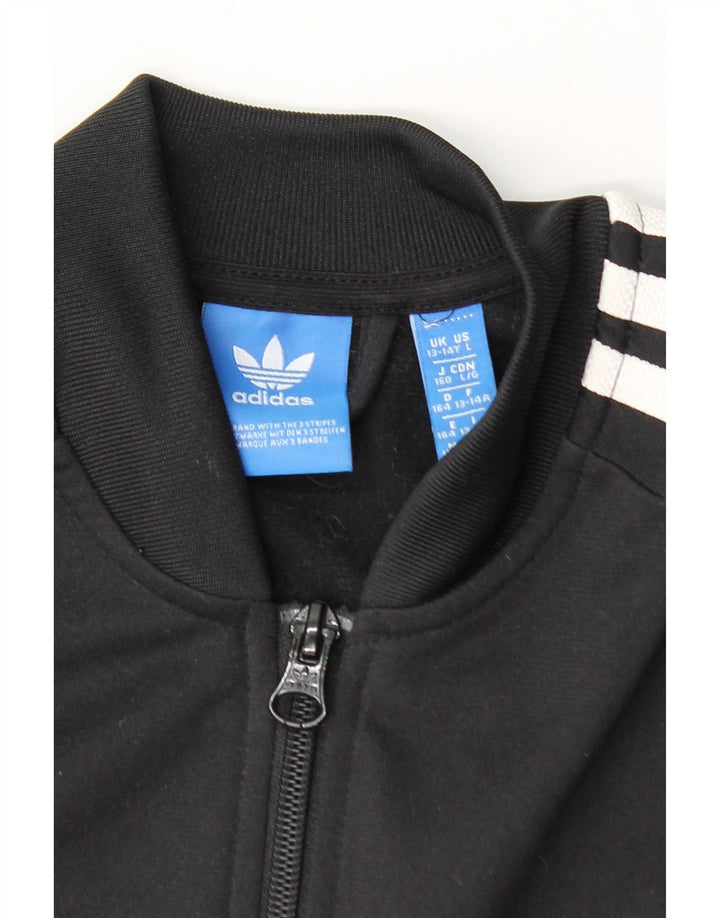 ADIDAS Boys Tracksuit Top Jacket 13-14 Years Black Polyester Vintage Adidas and Second-Hand Adidas from Messina Hembry 