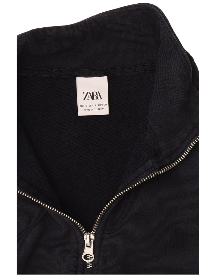 Zara Mujer Zip Neck Sudadera Jumper UK 10 Small Azul Marino