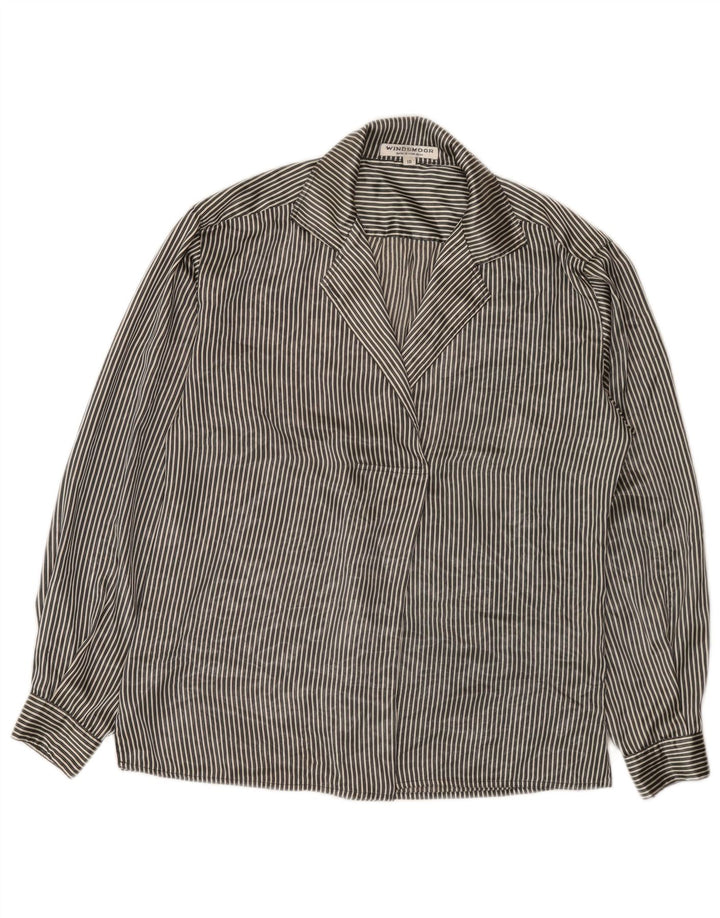 Windsmoor Blusa para mujer US 10 Grande Gris Rayas Poliéster