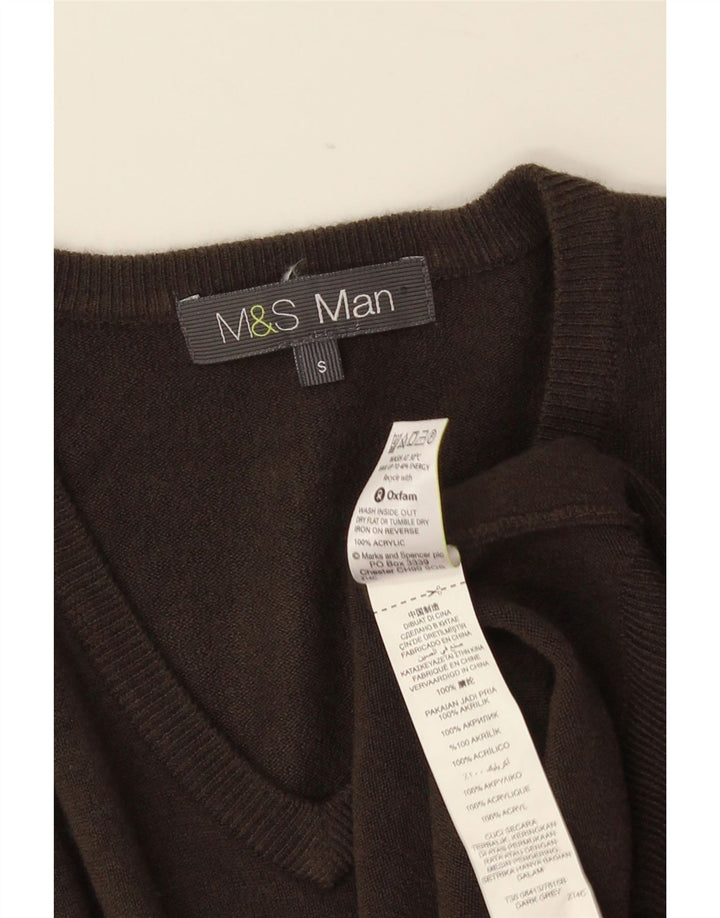 MARKS & SPENCER Suéter con cuello en V para hombre Pequeño Acrílico gris