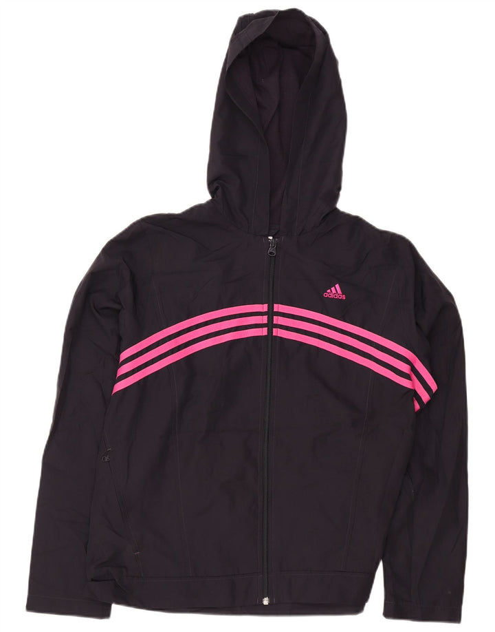 Adidas - Chaqueta de chándal con capucha para mujer, talla 40, talla grande, poliéster negro