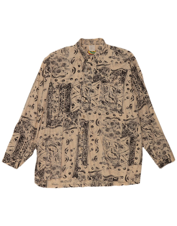 Camisa vintage para hombre talla 41/42 16 1/2 viscosa geométrica beige grande