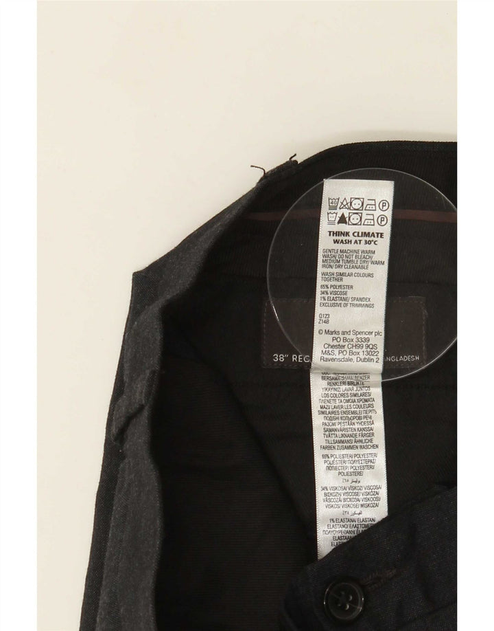 Marks & Spencer Pantalón de traje ajustado para hombre W38 L31 Poliéster gris