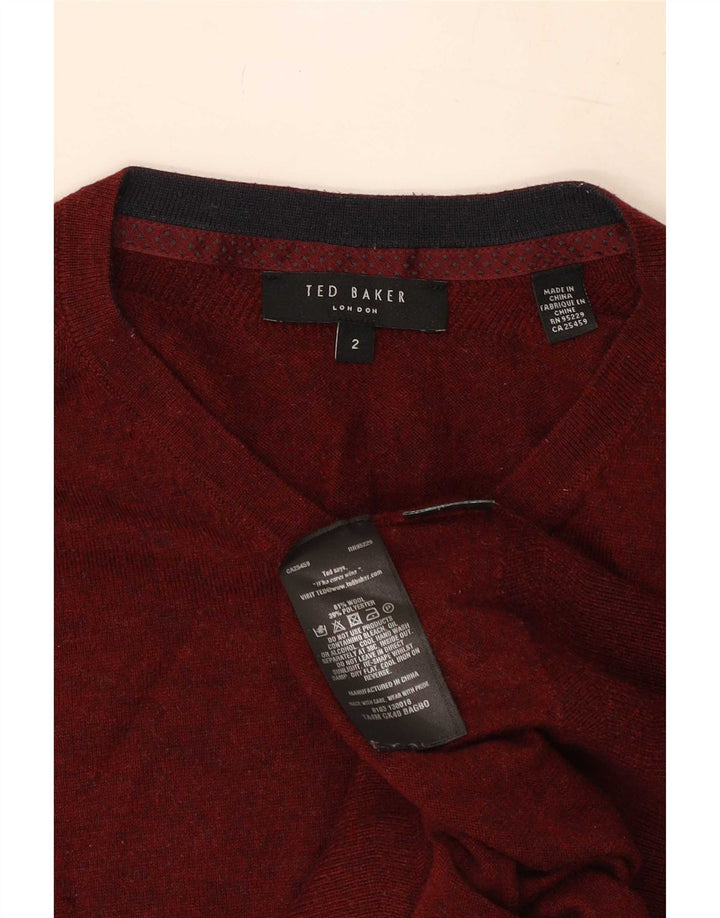 Jersey con cuello en V para hombre de Ted Baker Talla 2 Pequeño Lana roja